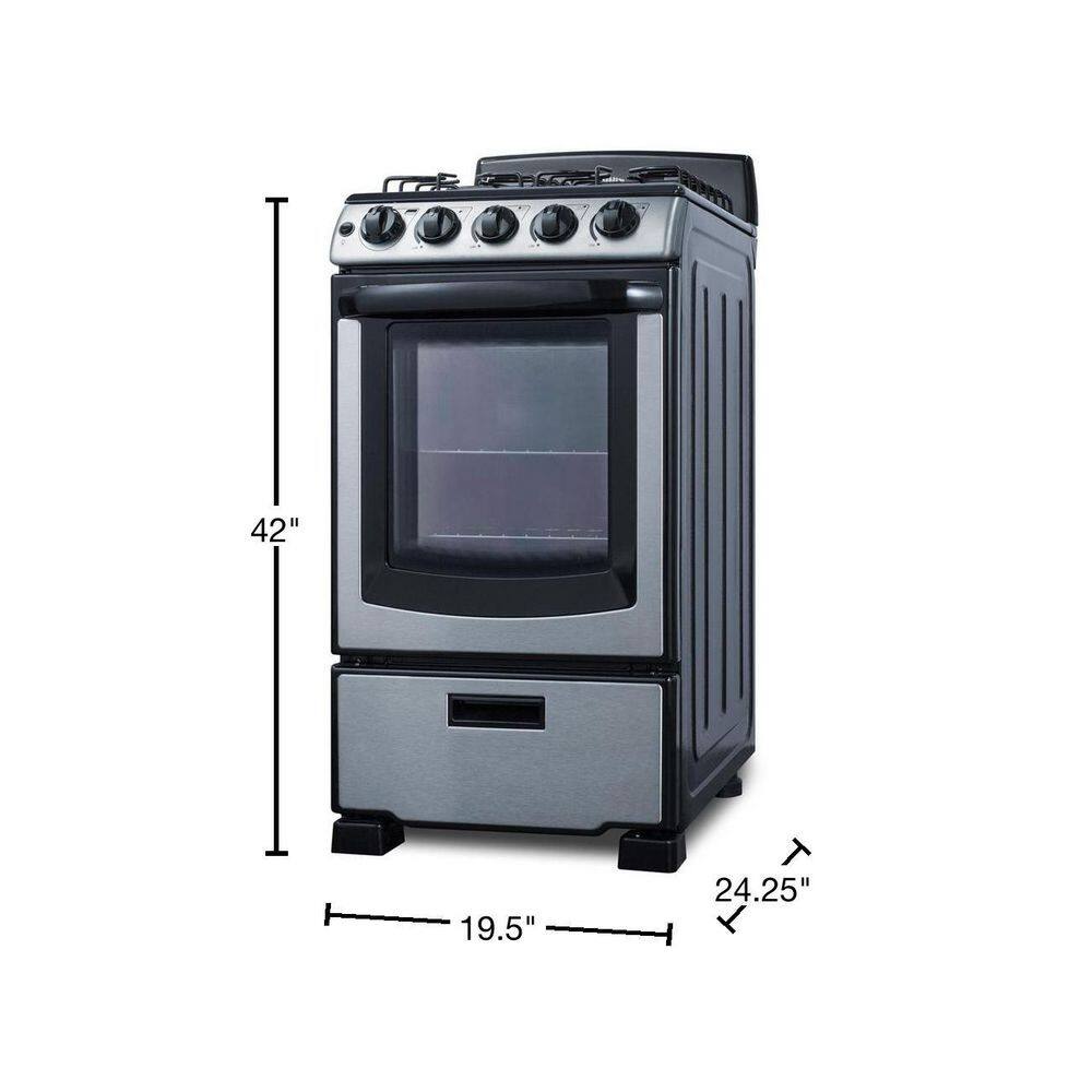 Summit Appliance 20 in. 2.3 cu.ft. Gas Range in Stainless Steel PRO201SS1