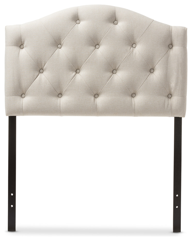 Myra Faux Leather Upholstered Button Tufted Scalloped Twin Headboard   Transitional   Headboards   by Baxton Studio  Houzz