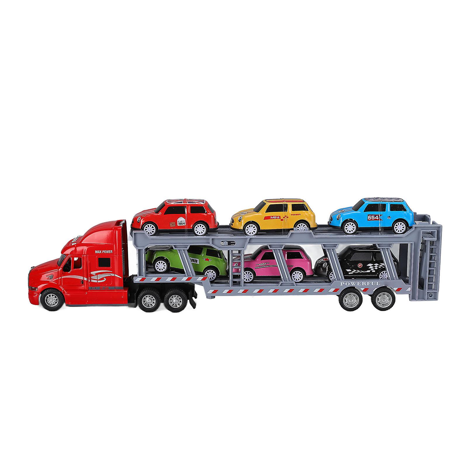 1:48 Carrier Truck Toy Model Alloy Detachable Six Car Kids Transport Vehicles Simulation Model For 3 Years Old +red