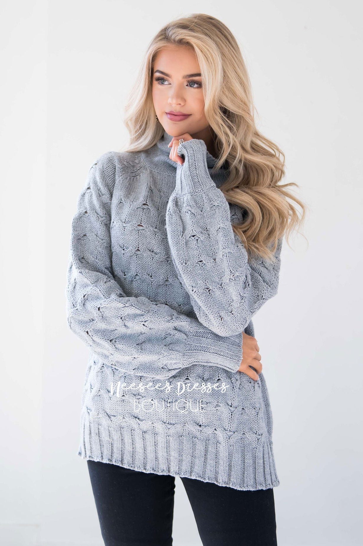 Ski Mountain Gray Chunky Sweater