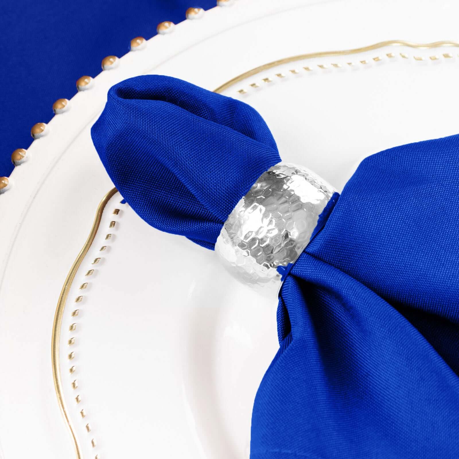 5 Pack Royal Blue Cloth Napkins with Hemmed Edges, Reusable Polyester Dinner Linen Napkins - 17