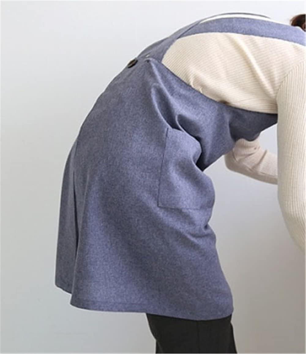 Chef Works Handmade Apron Japanese Style X Button Shape Denim Smock Natural Linen Apron-blue Color (blue)