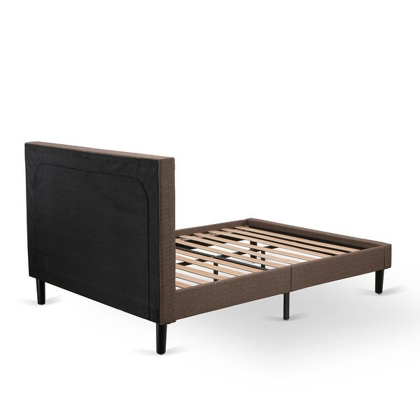 East West Furniture Bed Set - Platform Full Size Bed - Brown Headboard with 1 Wood Night Stand - - 33762914