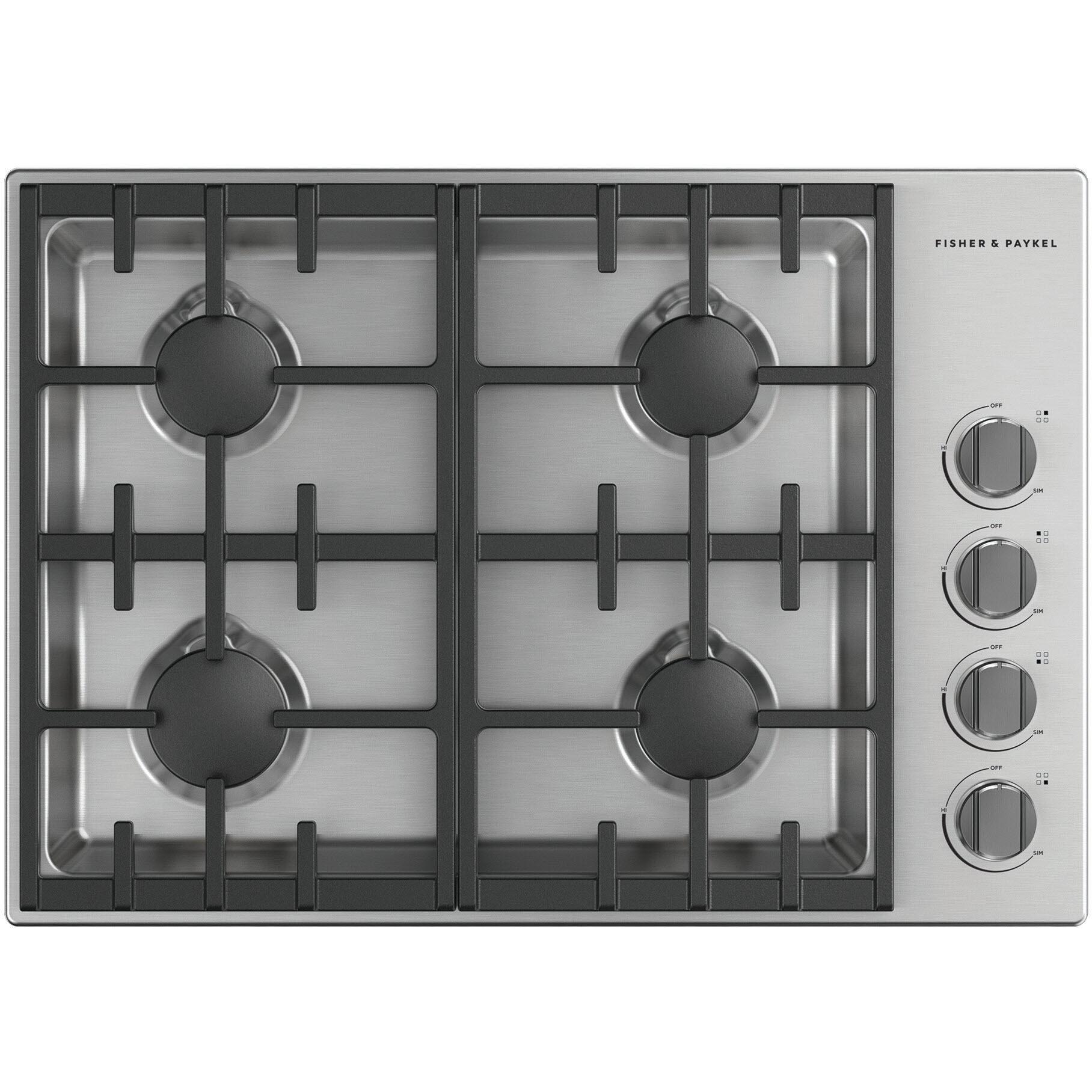 Fisher & Paykel 30-inch Built-in Gas Cooktop with 4 Burners CDV3-304-N