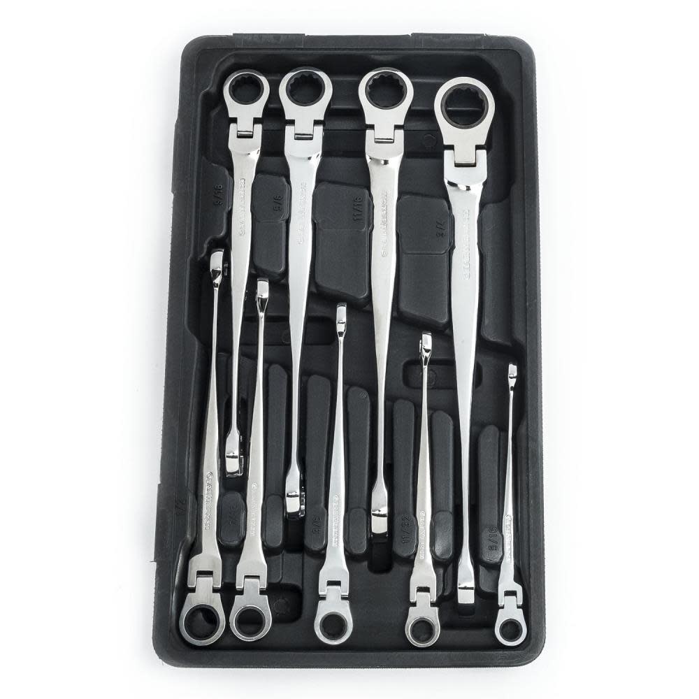 Flex Combination Ratcheting Wrench Set， 9 Pc. XL X-Beam SAE