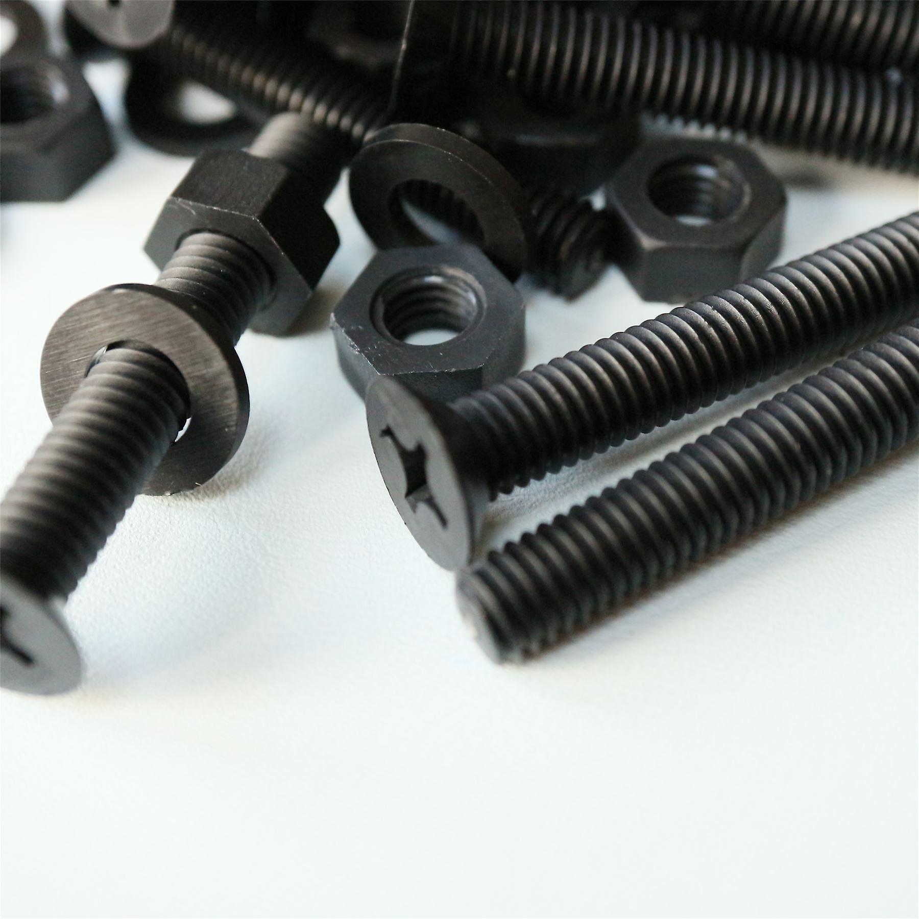 20x Black， Countersunk Cross Head， (PP)， M6 x 40mm， Plastic Bolts， Nuts and Washers - Screws