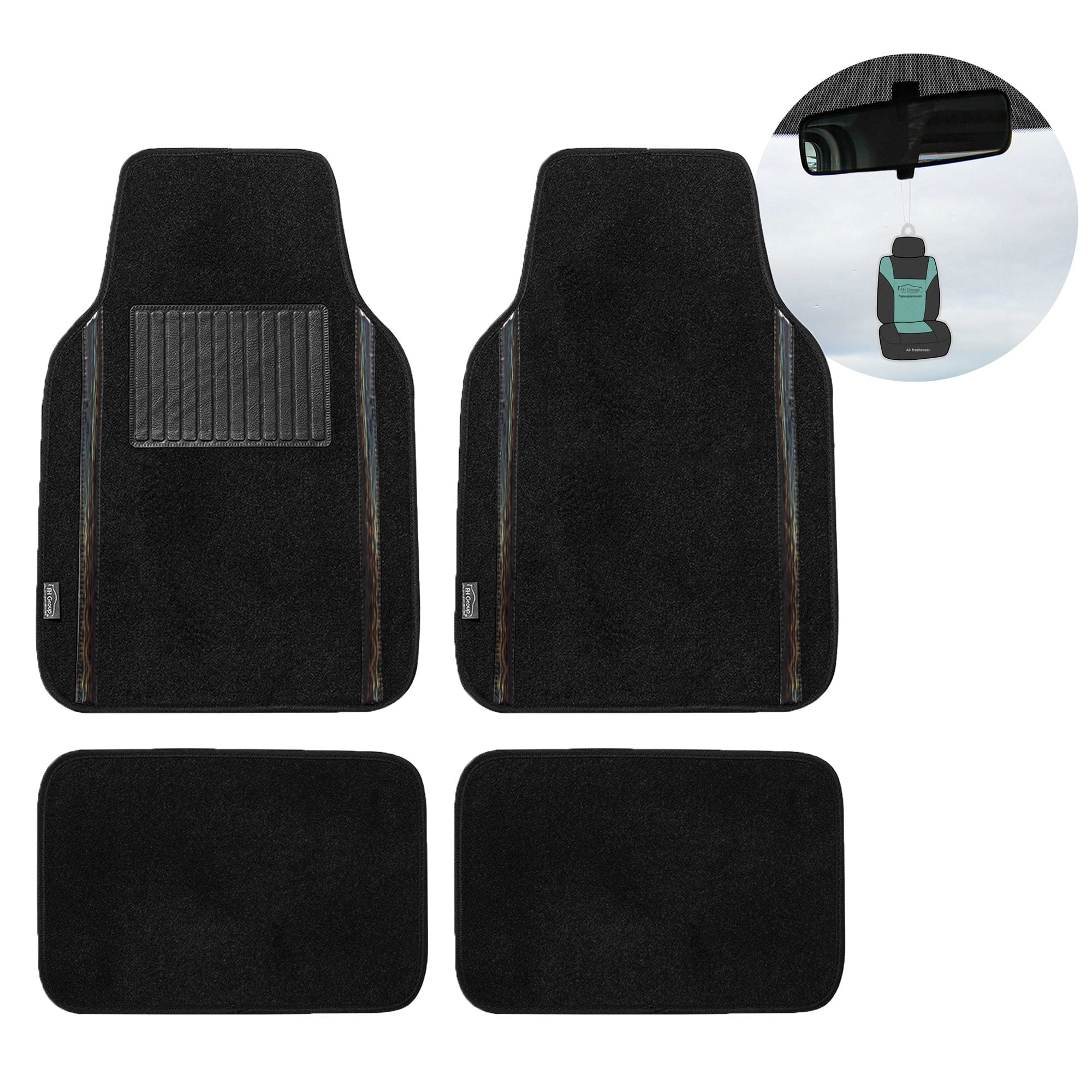 FH Group Galaxy13 4-Piece Carpet Black Car Floor Mats Universal Fit with Air Freshener