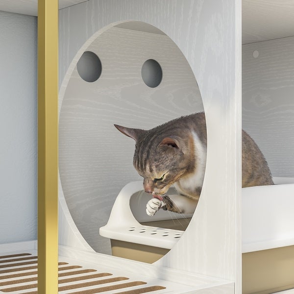 Convenient Storage Solution Cat Litter Box Enclosure w/Litter Catcher - 42.5