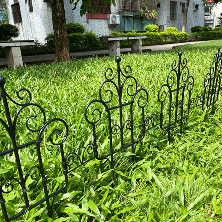 The New Black Decorative Garden Fence  Plastic Split Rail  Fence  For Flower Bed Patio Lawn Landscape