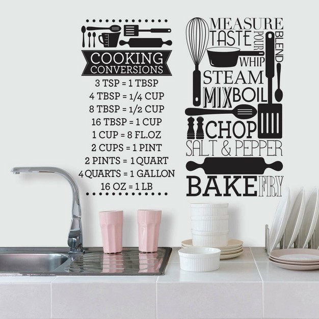 Cooking Conversions Peel And Stick Wall Decal Black white Roommates