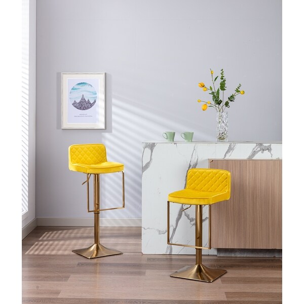 Modern Bar Stools - Swivel Barstool Chairs with Back， Velvet Counter Height for Kitchen Coffee Shop Bar