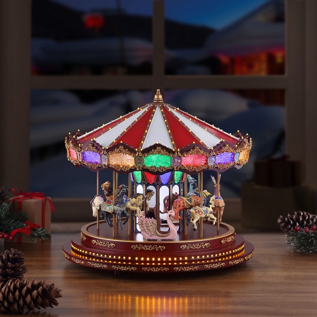 Mr Christmas Animated Led Marquee Deluxe Carousel Musical Decoration