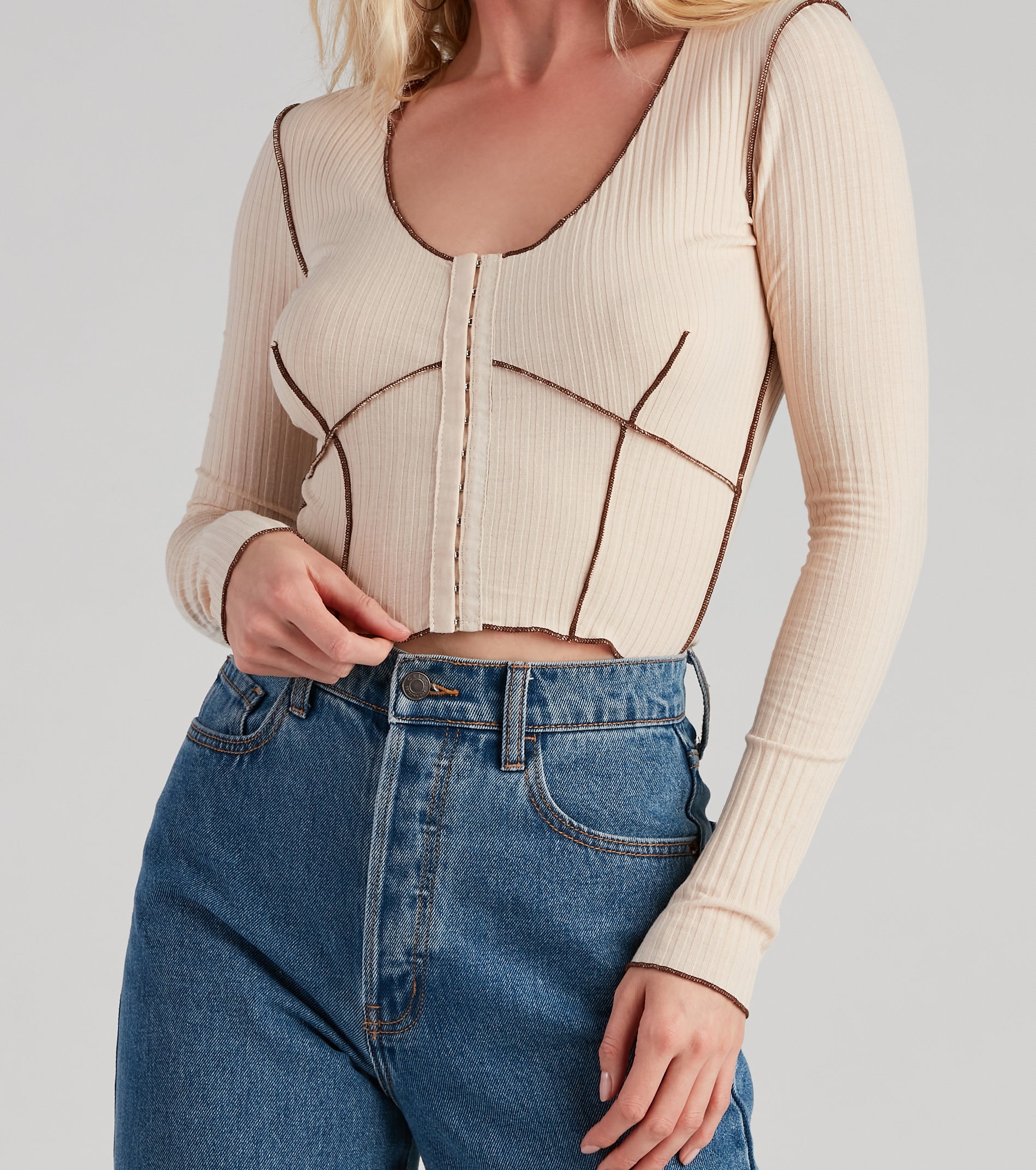 Drawn In Ribbed Knit Top