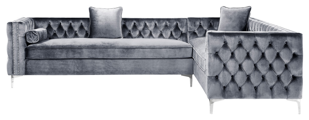 Jeannie 120 quotVelvet Corner Sectional Sofa   Contemporary   Sectional Sofas   by Inspired Home  Houzz