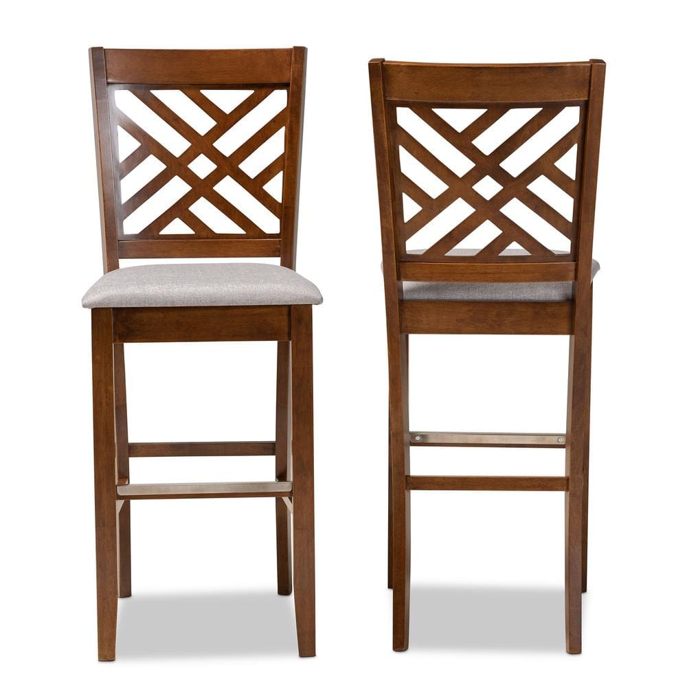 Baxton Studio 28.3 in. Jason Grey and Walnut Bar Stool (Set of 2) 167-2PC10852-HD