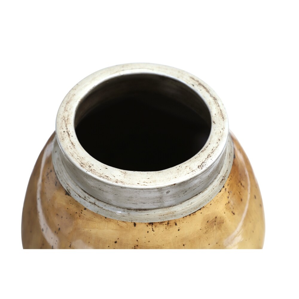 Brown Ceramic Handmade Distressed Vase