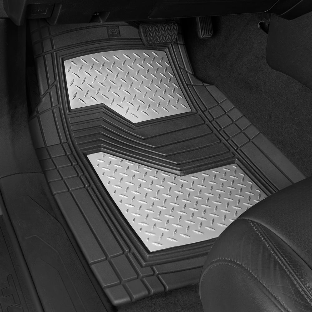 CATERPILLAR Heavy Duty Rubber Floor Mats for Car SUV Truck and Van-All Weather Protection， Front and Rear with Heelpad and Anti-Slip Nibs Backing， Trim-to-Fit