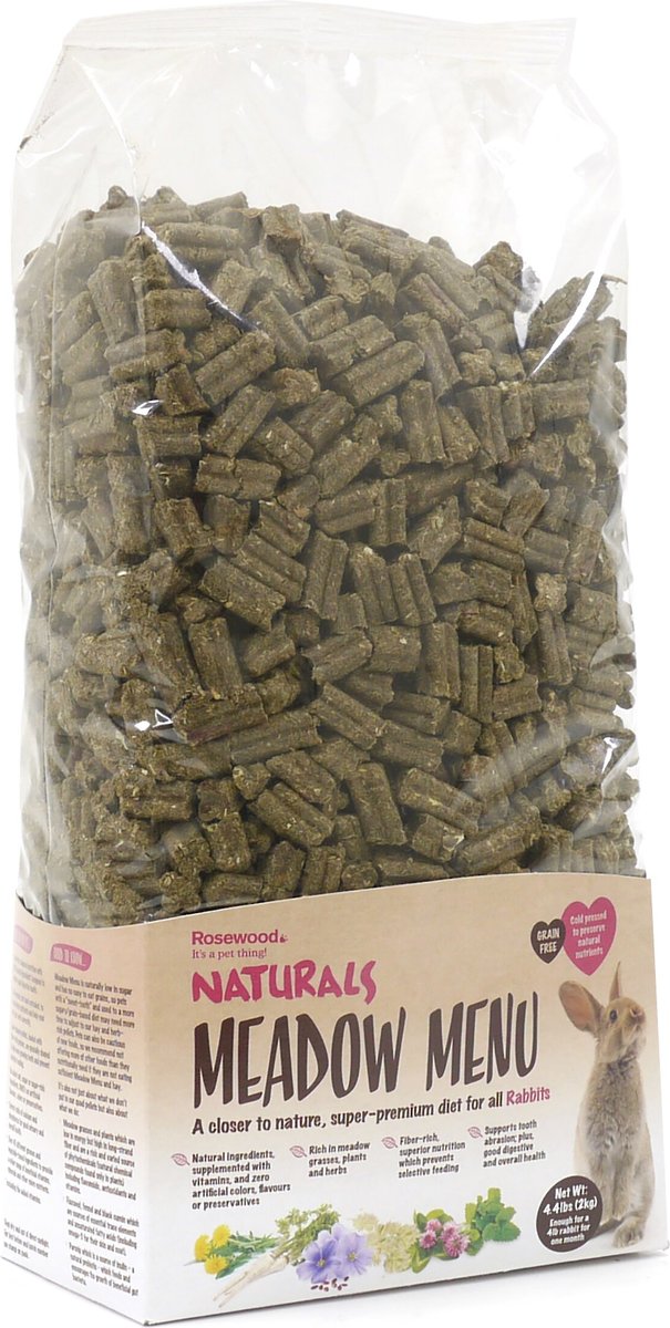 Naturals by Rosewood Meadow Menu Grain-Free Rabbit Food， 4.4-lb bag