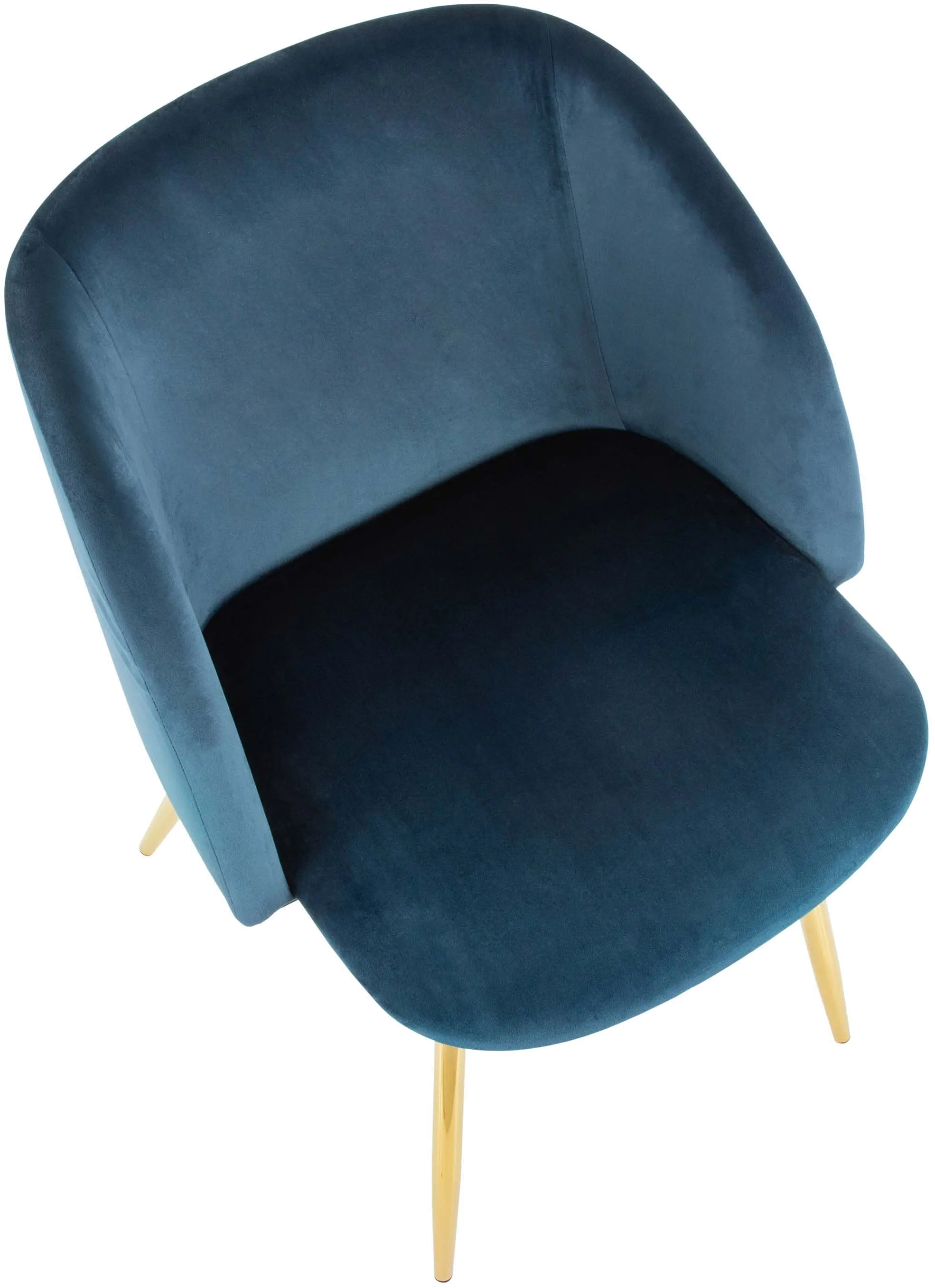 Fran Gold and Blue Velvet Glam Dining Chairs， Set of 2