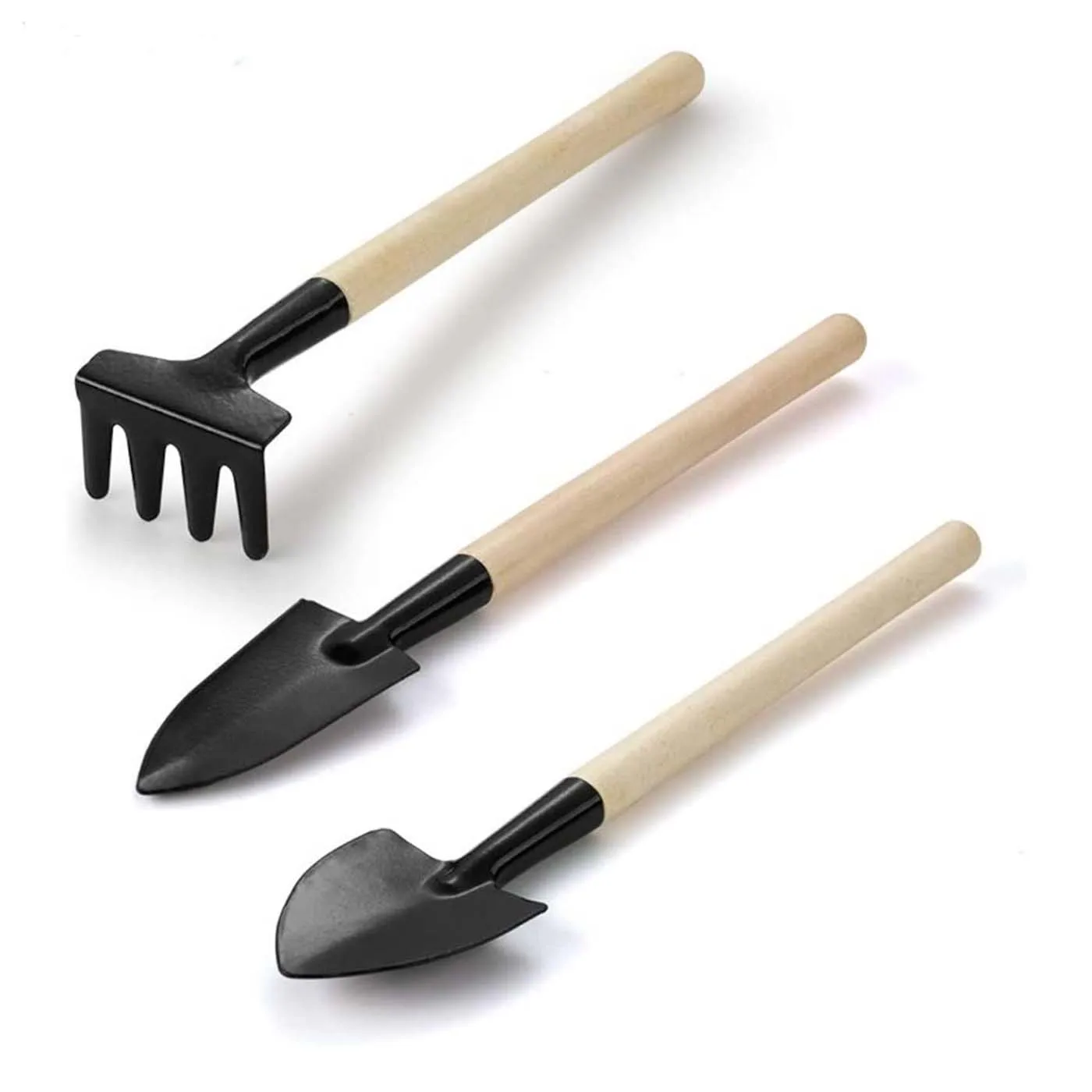 Wholesales Gardening Mini Three piece Bonsai Tool Set With Wooden Handle Garden Tool Set for Planting Flowers And Digging Soil