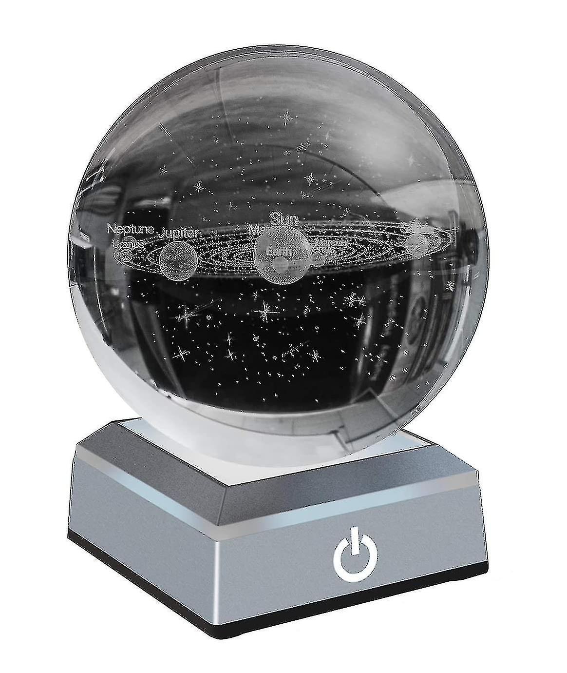 Solar System Crystal Ball 80mm Solar System With Touch Switch Led Light Base Cosmic Model With Planet Name