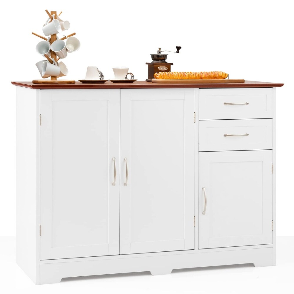 Buffet Cabinet  Kitchen Sideboard with Cabinets   Drawers  Shelf  Modern Credenza Coffee Bar Server Console Table Cupboard