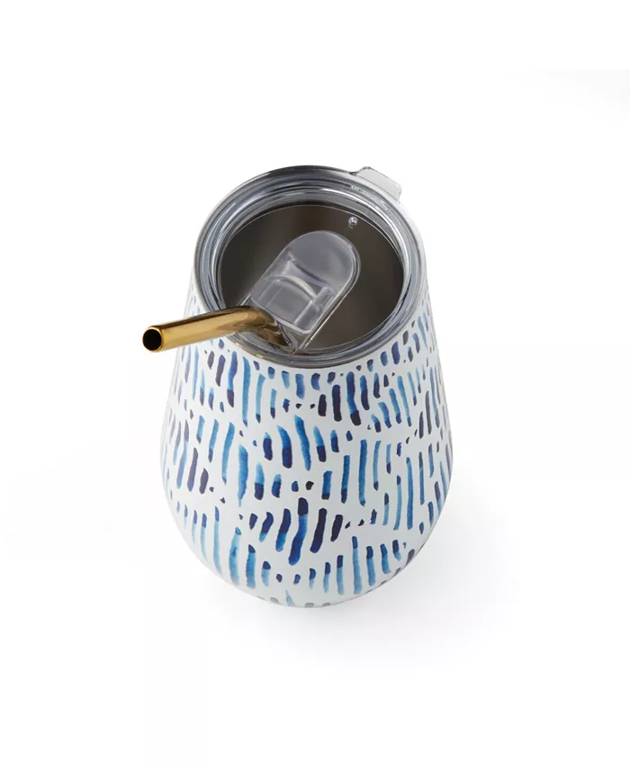 Lenox Blue Bay Stainless Steel Wine Tumbler with Straw