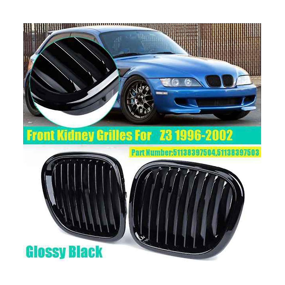 Car Glossy Black Front Hood Kidney Grill Mesh Sport Grills For Z3 Convertible Coupe 1996-2002