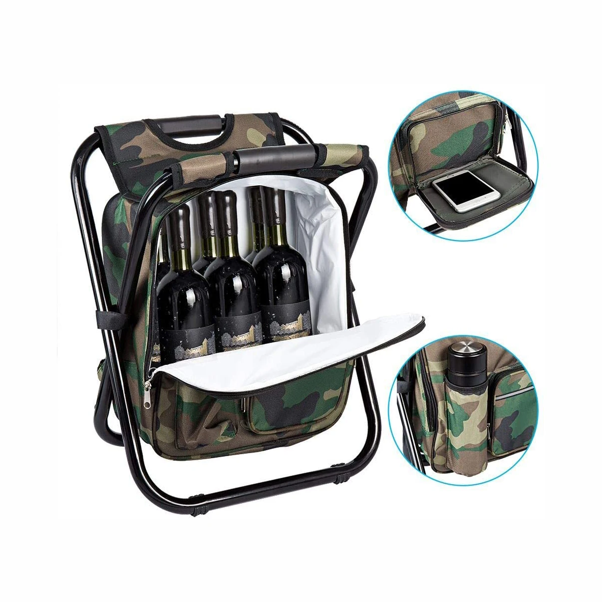 Multifunction Fishing Backpack Chair Portable Seat Hiking Camouflage Camp Stool Fold Cooler Insulated backpack cooler bag chair