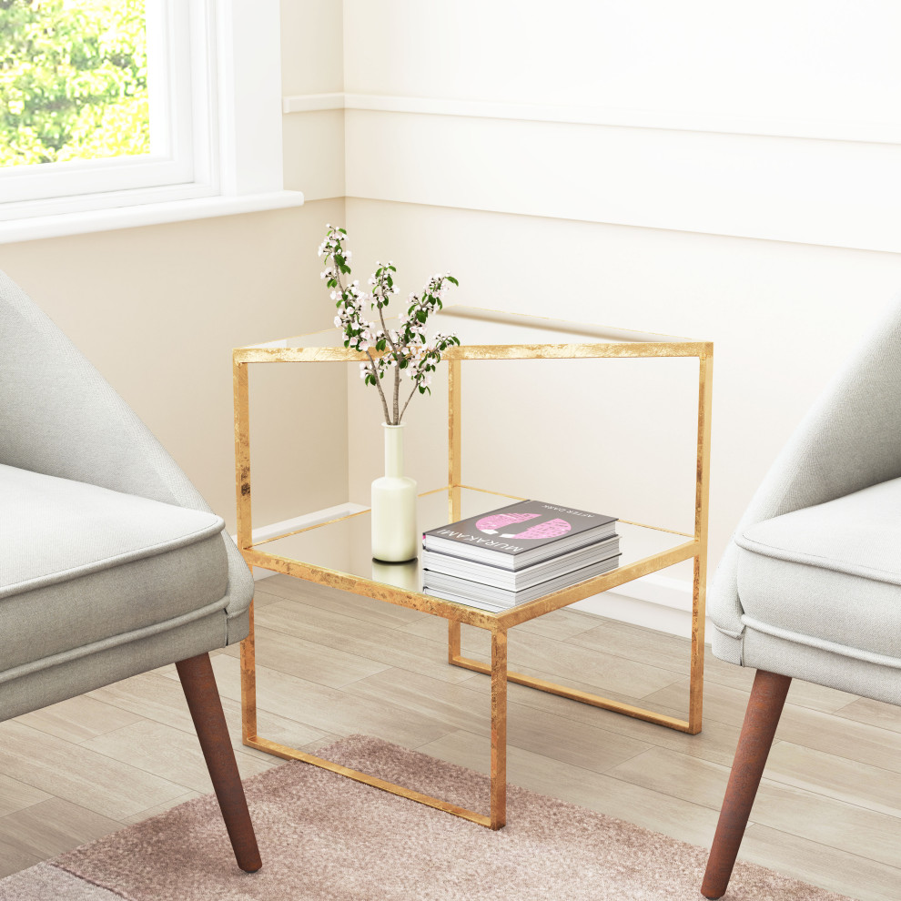 Planes Side Table Gold  ampMirror   Contemporary   Side Tables And End Tables   by Zuo Modern Contemporary  Houzz