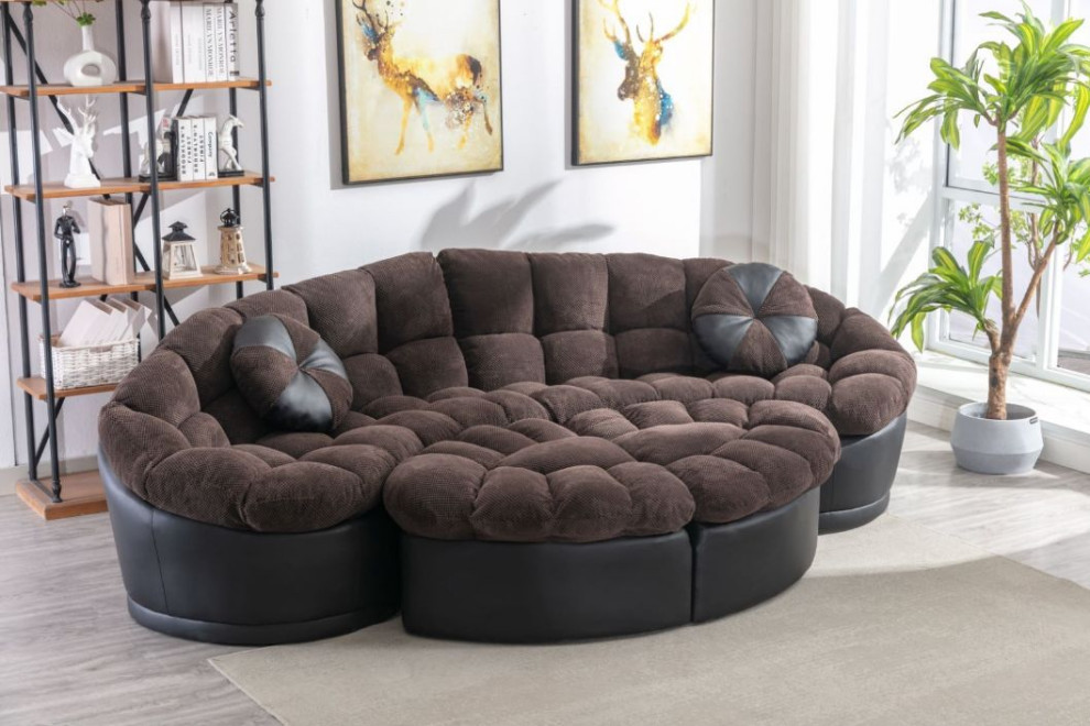 Papasan 4 Piece Crescent Sofa Set   Contemporary   Sectional Sofas   by US Furnishings Express  Houzz