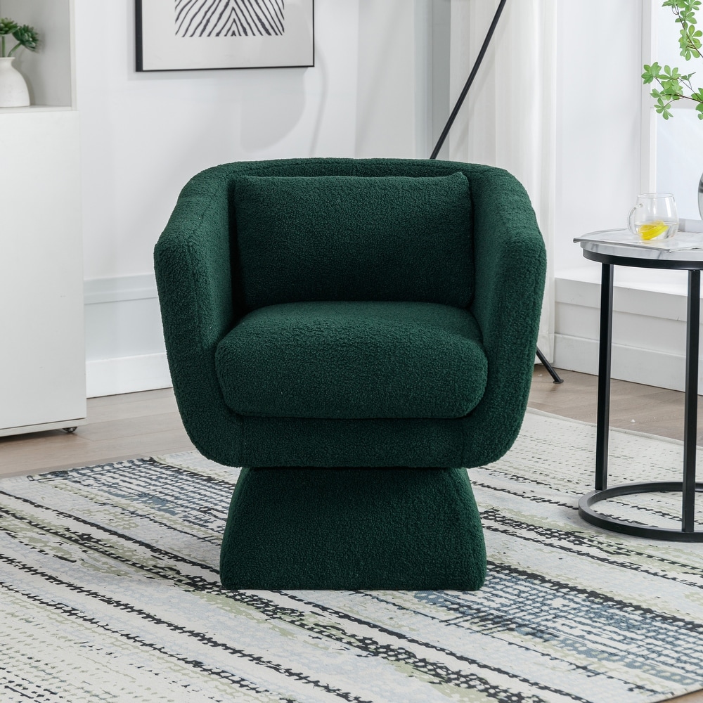 Boucle Upholstered Swivel Accent Arm Barrel Chair for Living Room