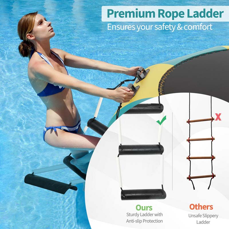 15 FT Inflatable Water Bouncer Trampoline Portable Bounce Swim Platform for Lakes Pools Calm Sea