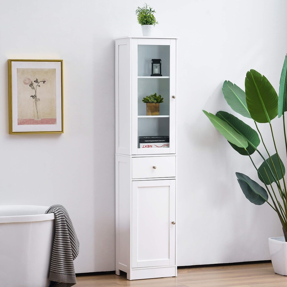 Bathroom Storage Cabinet  Slim Floor Standing Organizer Cabinet