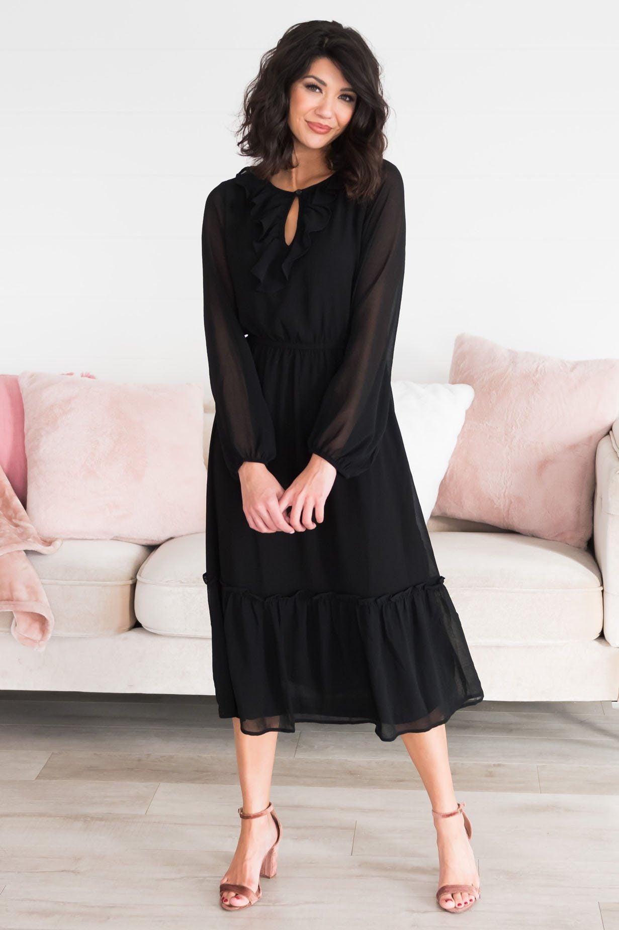 The Faith Modest Ruffle Dress