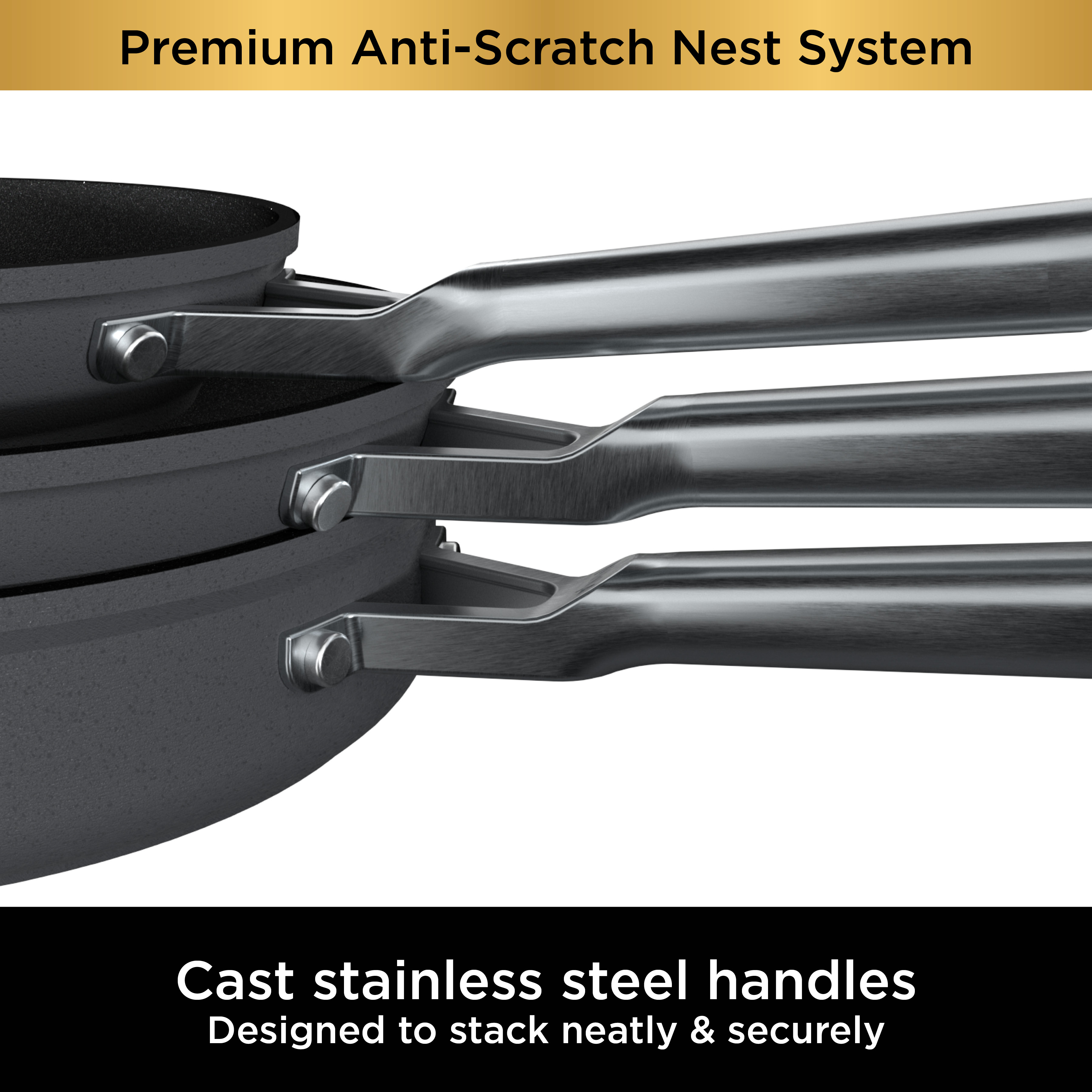 Ninja Foodi NeverStick Premium Anti-Scratch Nest System， 6-Piece Cookware Set