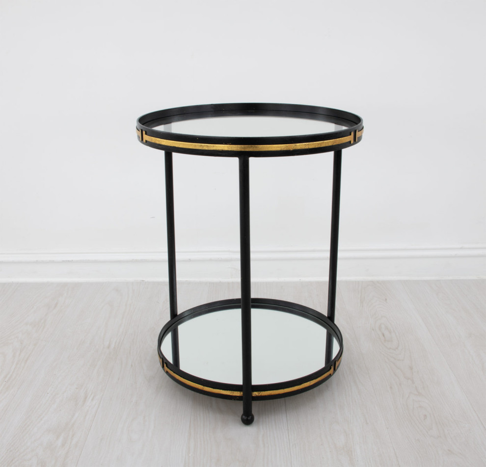 Vada Black  ampGold Side Table   Transitional   Side Tables And End Tables   by Peachtree Fine Furniture  Houzz