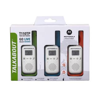 MOTOROLA SOLUTIONS Talkabout T110TP Two-Way Radio in White with Green Blue Orange (3-Pack) T110TP