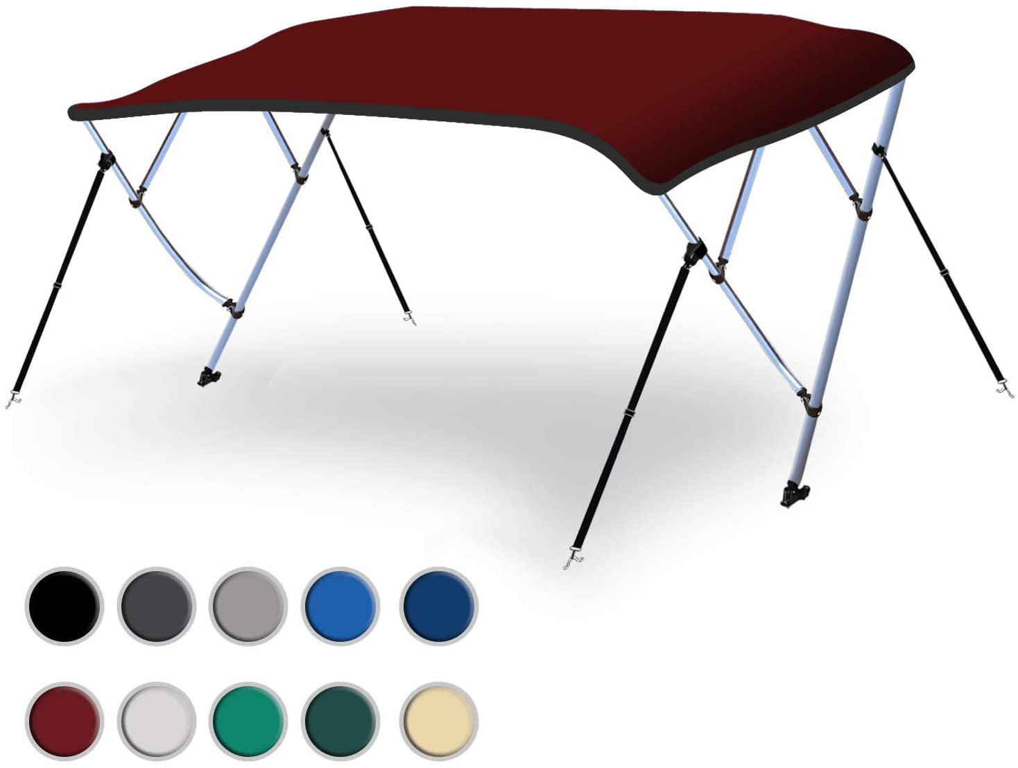 Leader Accessories 3 Bow Bimini Top Boat Cover Includes Mounting Hardwares with Aluminum Frame，Multi Colors