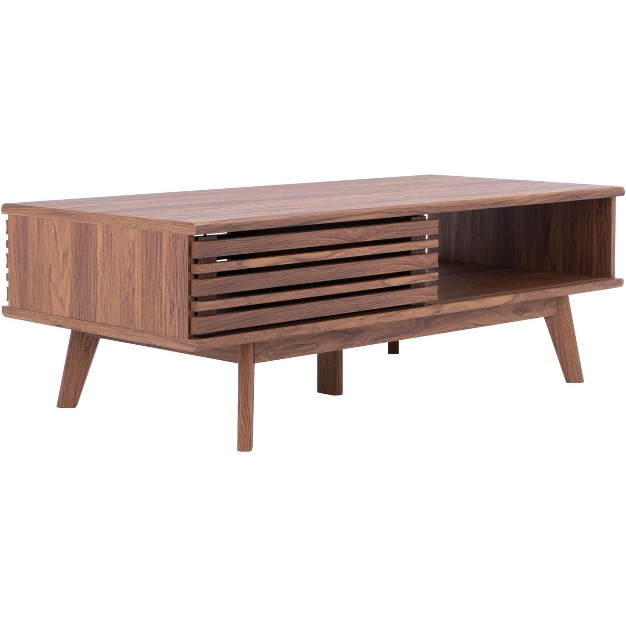 Rori 1 Shelf Coffee Table Walnut Safavieh