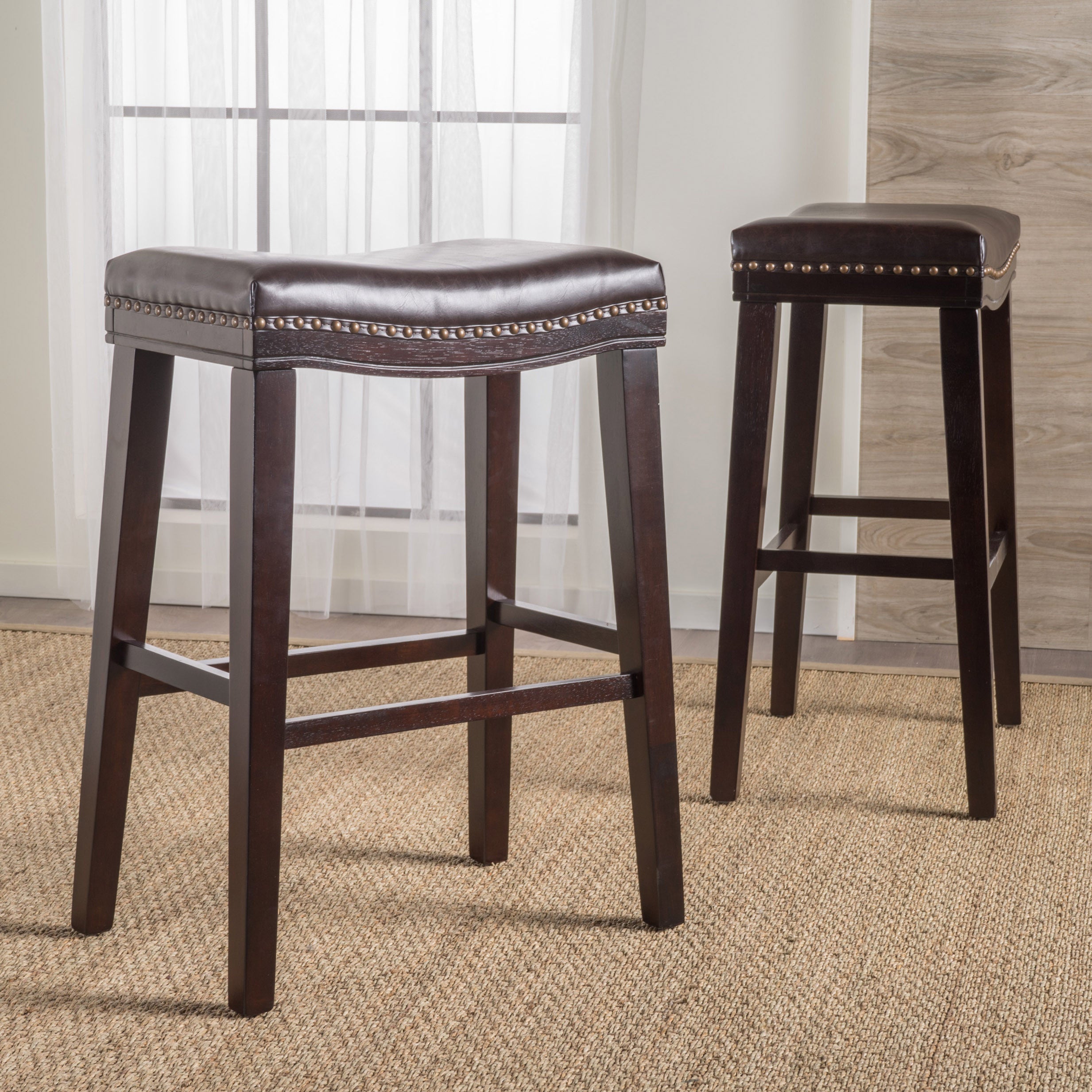 Cavalia 30-Inch Saddle Shaped Studded Rim Stool (Set of 2)