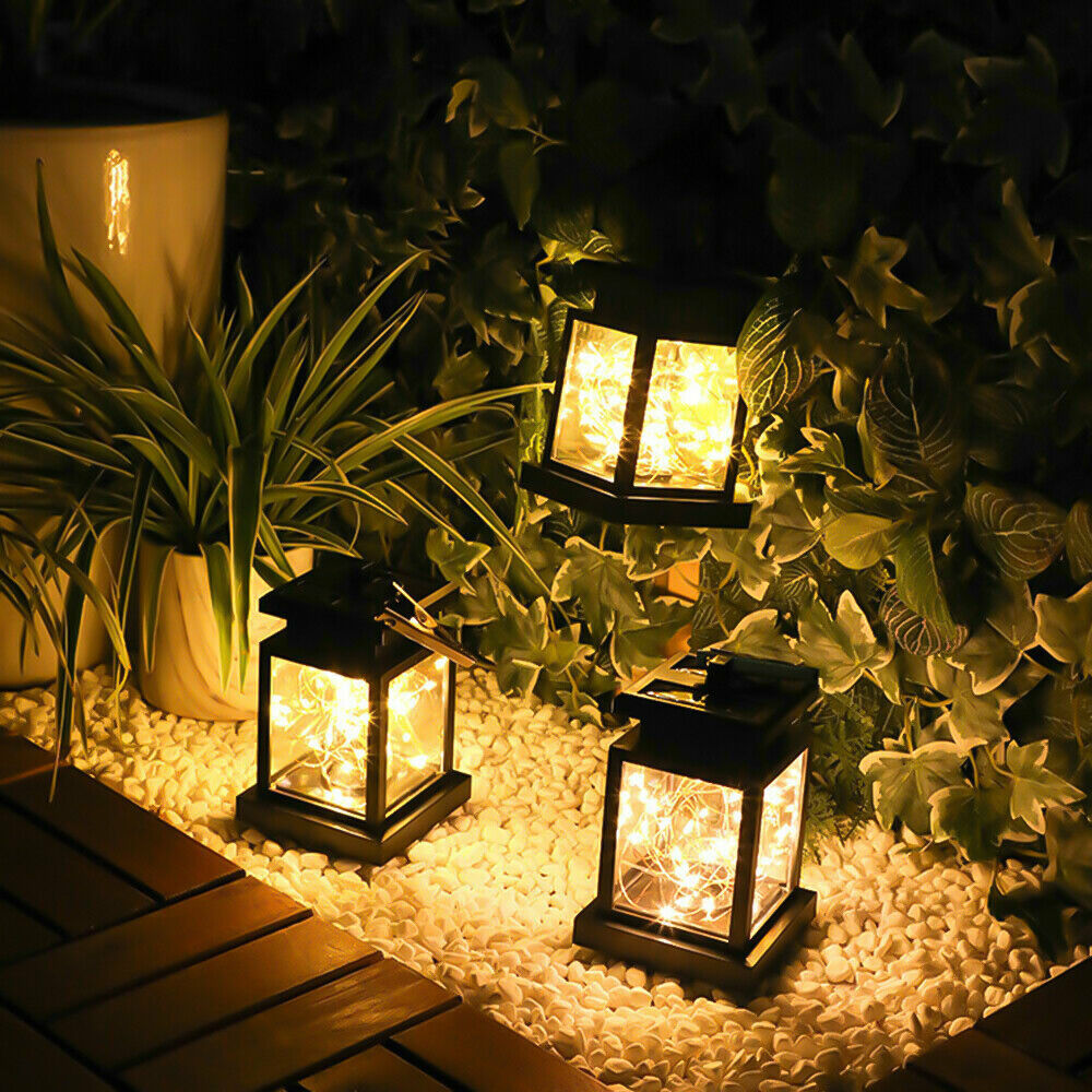 Waterproof LED Solar Lantern Hanging Light Outdoor Yard Garden Patio Decor Lamp