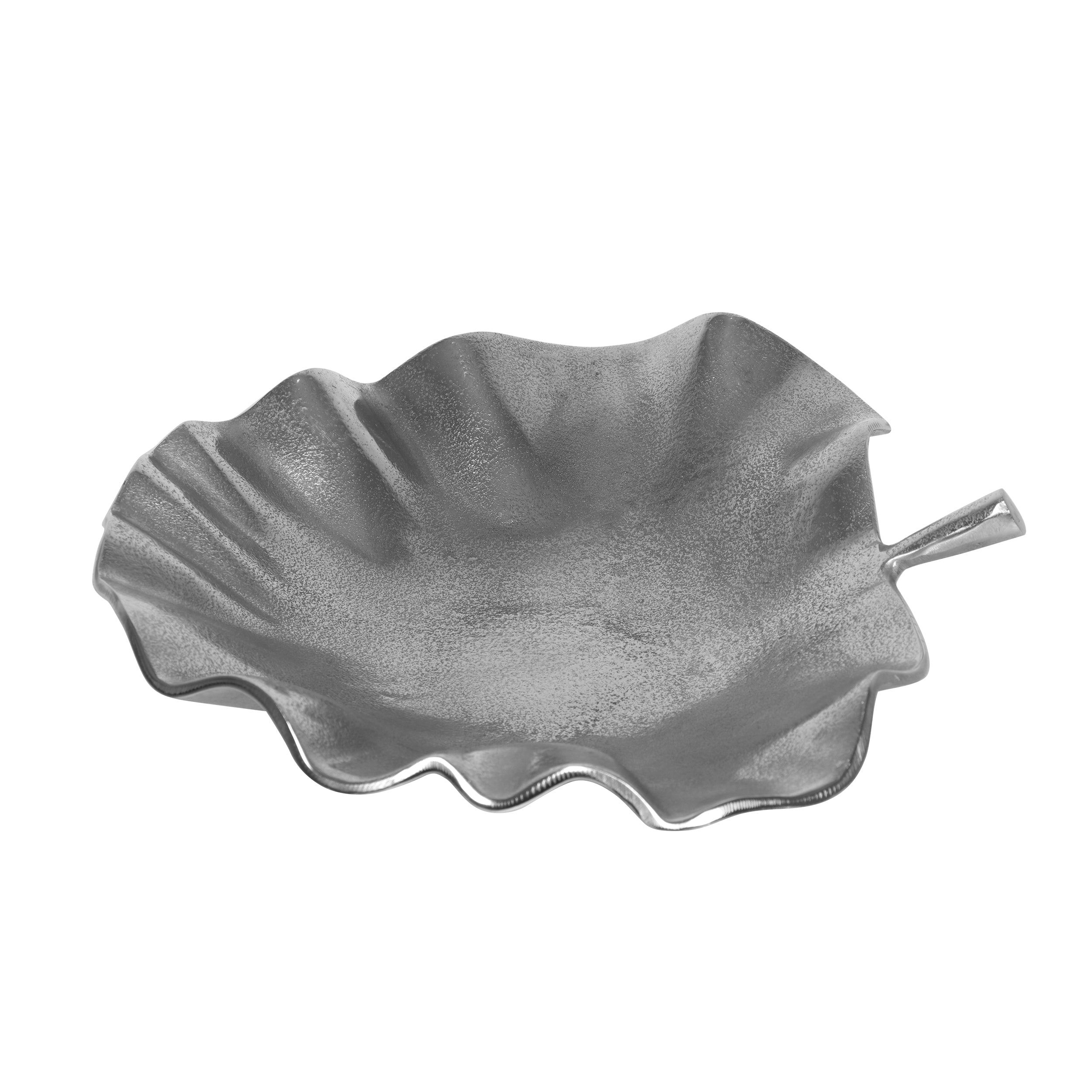 Kevin Handcrafted Aluminum Decorative Leaf Plate, Raw Nickel