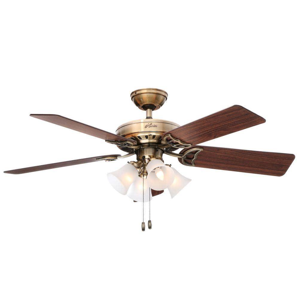 Hunter Studio Series 52 in LED Antique Brass Indoor Ceiling Fan with Light Kit