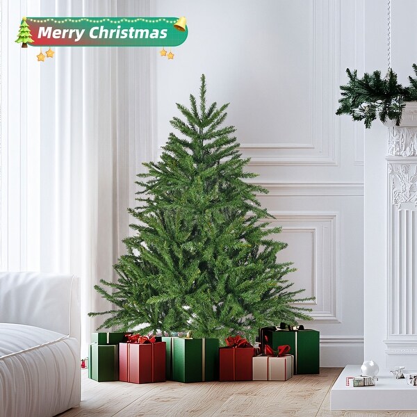 4.5ft Artificial Premium Hinged Spruce Full Christmas Tree with Metal Stand and 663 Tips