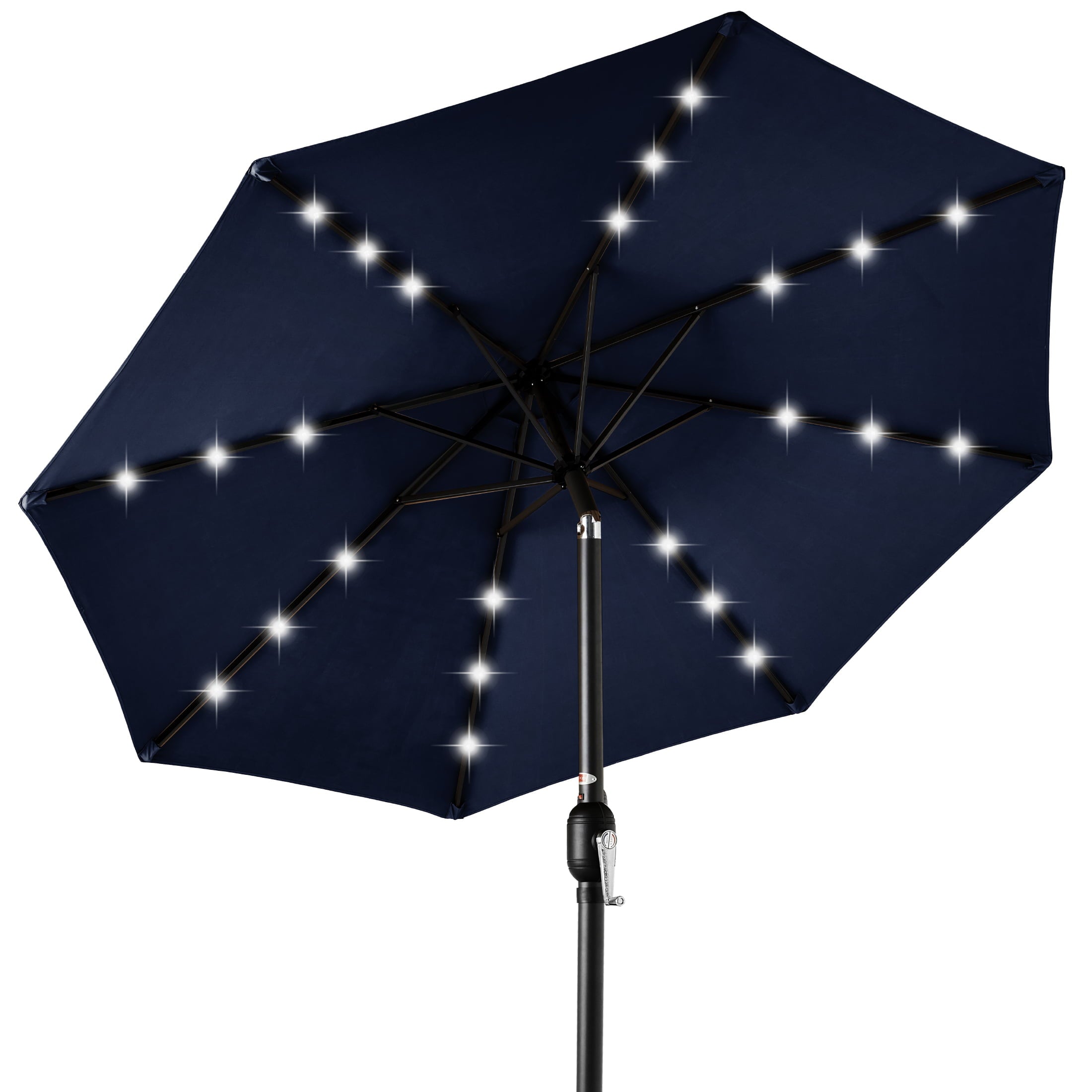 Best Choice Products 10ft Solar LED Lighted Patio Umbrella w/ Tilt Adjustment, UV-Resistant Fabric - Navy Blue