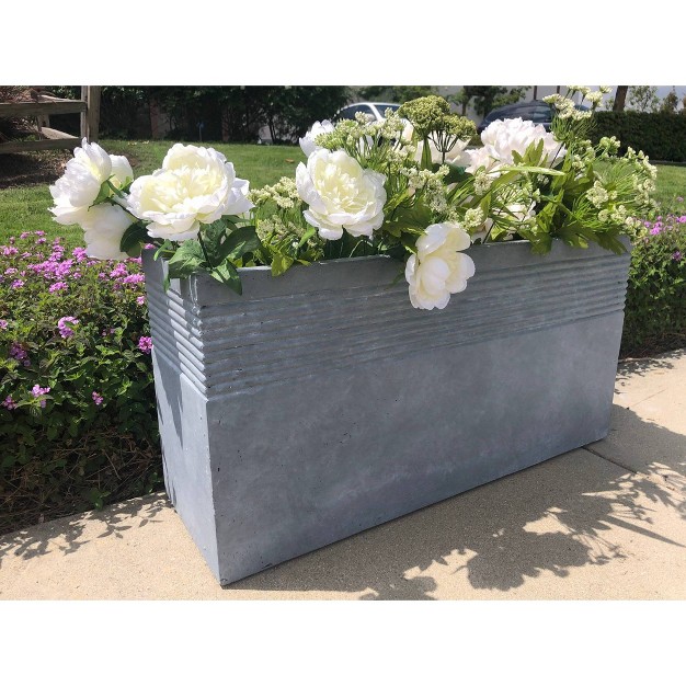 Wide Kante Lightweight Modern Rectangular Concrete Outdoor Planter Box Slate Gray