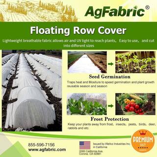 Agfabric 6 ft. x 25 ft. 0.55 oz. Row Cover Frost Blanket for Vegetable Plants and Seeds Protection Plant Covers Feeeze Protection W1RC0506025