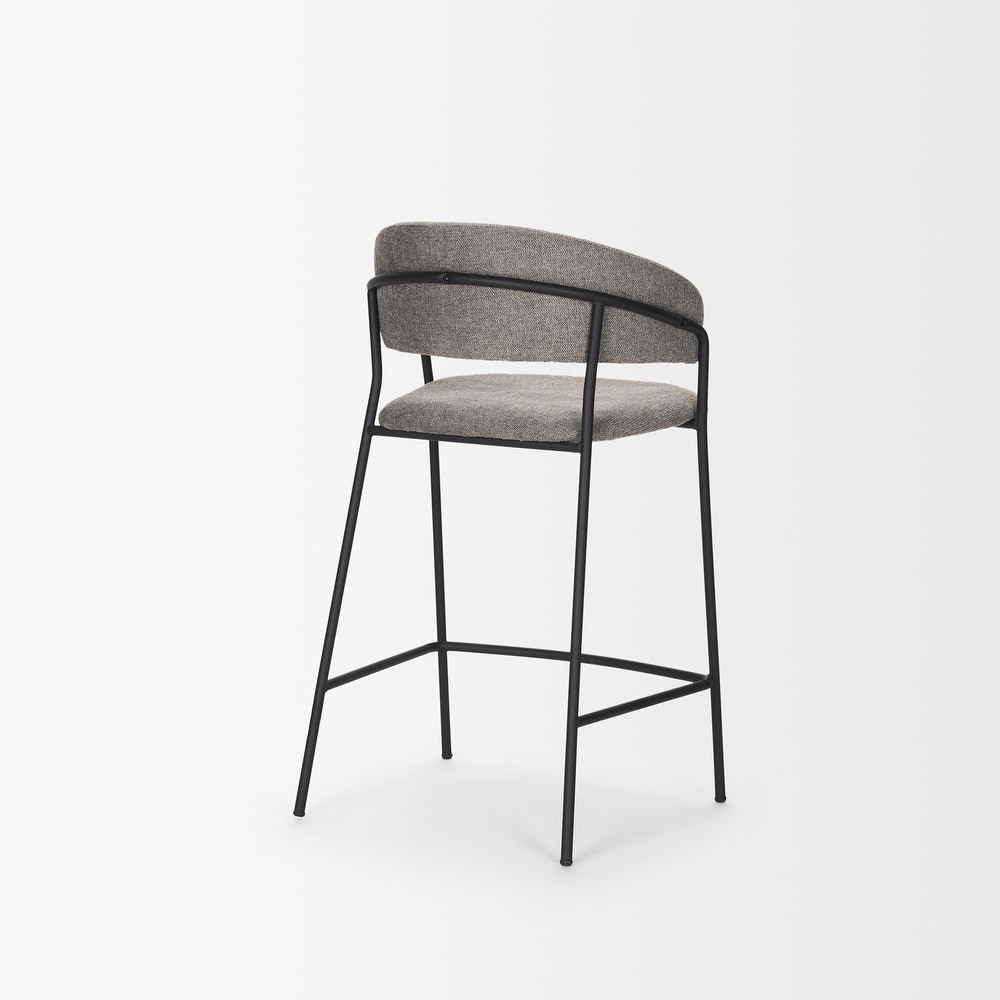 Carolyn Counter Stool w/ Gray Fabric   Matte Black Metal