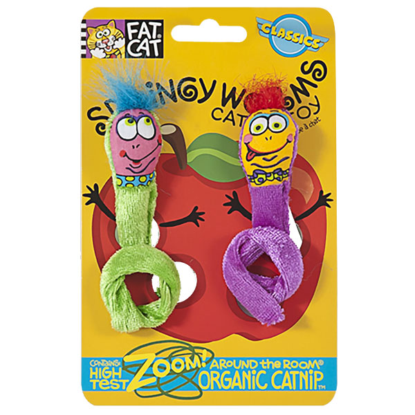 Fat Cat Springy Worms Catnip Cat Toy， 2 Count